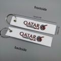 1 PC QATAR AIRWAYS Keychain White Double Sided Embroidered Keychain Fashion Gifts Pilot Trinkets. 