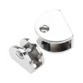 2PCS Bathroom Mirror Glass Clip Stainless Steel Half Round Glass Clamp Advertising Plate Glass Holder Shelf Clamp Bracket With Screws For Cupboard Door. 