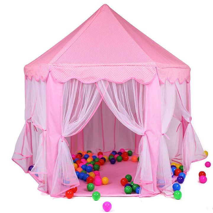 Princess Castle Tent for Girls Fairy Play Tents for Kids Hexagon Playhouse Children or Toddlers Indoor or Outdoor Games,Plastic,