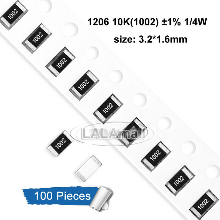 100pcs 1206 1002 SMD Resistor 1% 10K ohm 10KR Chip Resistor 0.25W 1/4W 3.2*1.6mm new original