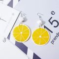 ARELENE Summer Resin Lemon Orange Slice Drop Earrings Women Acrylic Fruit Jewelry. 