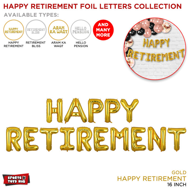Happy Retirement Foil Letter Balloon Collection For Decorate Your Home & Garden Outdoor, Foil Mylar Chrome Aluminum Balloons, Parties Supplies Decorations, Congrat Retirment Party Decor Celebration, Happy_Retirement_Baloon Set