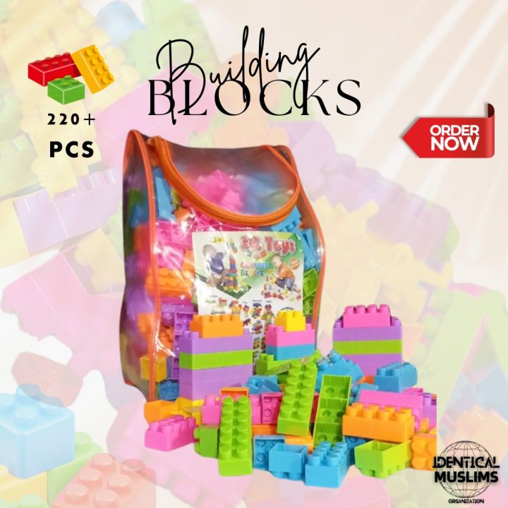 Colorful Construction Blocks Set with Zipper Bag – 45 Plus  Pcs Educational Toy for Kids – Unisex, Creative Play, Brain-Boosting Learning Game – Ideal Gift for Children