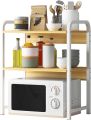 Modern Metal Frame Kitchen Baker's Rack, Utility Storage, 3-Tier Shelf Standing Rack, Microwave Oven Kitchen U-style Storage Holder Stand. 