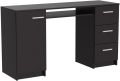 Modern Office Desk with Storage Drawers , Study Desk for Home Office, Simple Style PC Table with 3 Drawers, 1 Door and 1 Storage Shelf (White/Black). 