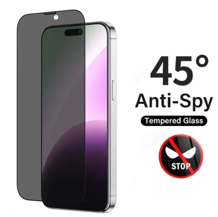 Apple IPhone 15 Plus Anti_Spy Privacy Protector 45 Degree HD Tempered Glass Privacy Protector - Black