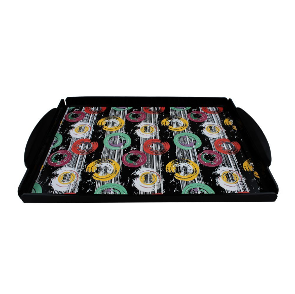 Urban Trends Magical Black Serving Tray - Trendy Rectangular Acrylic Trays with Abstract Pattern Design (Available in Large, Medium and Small Sizes)