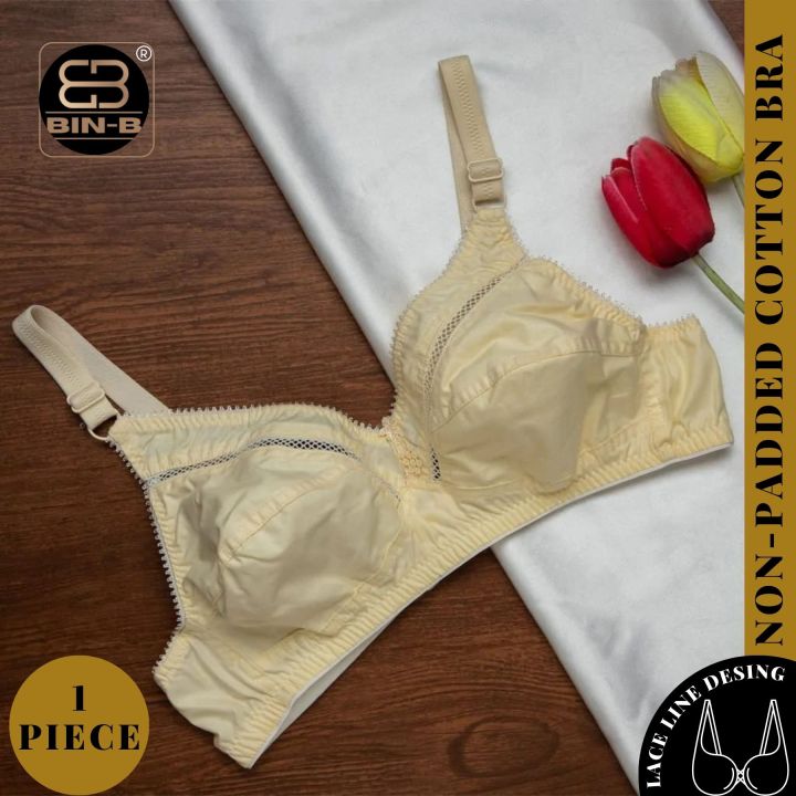 BIN-B Lace Line Cotton Bra 1 Piece for Women Girls| Non Padded Ladies Brazier| Undergarments- Cotton Brazzer for Girls