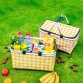Picnic Bag, Insulated Folding Picnic Basket, Cooler and Warmer, Leak-Proof Two Handles and Easy to Carry for Outdoor Picnic Market Shopping Barbecues Parties Camping Beach Travel. 