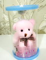 Teddy bear glass showpiece with led pack of 1. 