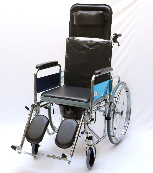 Imported High Quality Reclining Wheelchair With Cushion & Commode With Adjustable Back & Leg Restty