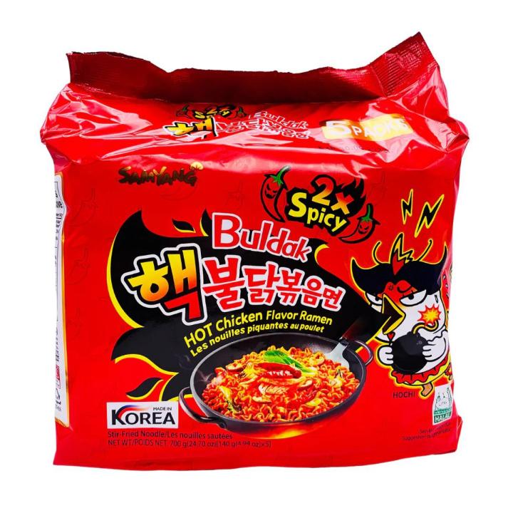 Ramen Buldak 2x Spicy Hot Chicken Flavor Noodles Red 140g 5pc Packs