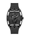 Guess Mens Black Stainless Steel Case Black Dial Black Genuine Leather-Silicone Band Watch-GW0500G2. 