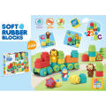 Kids Soft Rubber 19Pcs Building Blocks DIY Assemble Building Bricks Set Children Toys Educational Toys for infants and young Baby chew and play educational Building Blocks Animal Train Set for Kids Boys Girls Best Gift. 