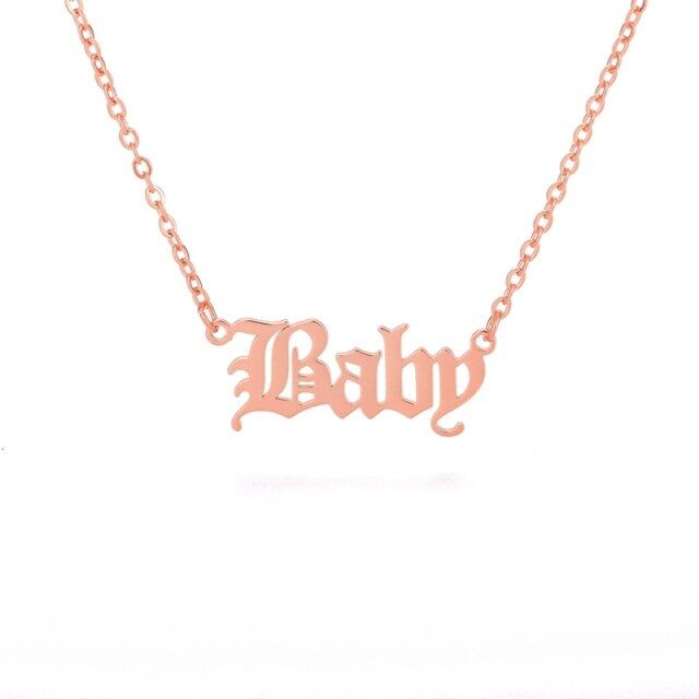 Stainless Steel Necklaces For Women Girl Angel Babygirl Princess Pendant Necklaces Gold Color Ketting Babygirl Collar