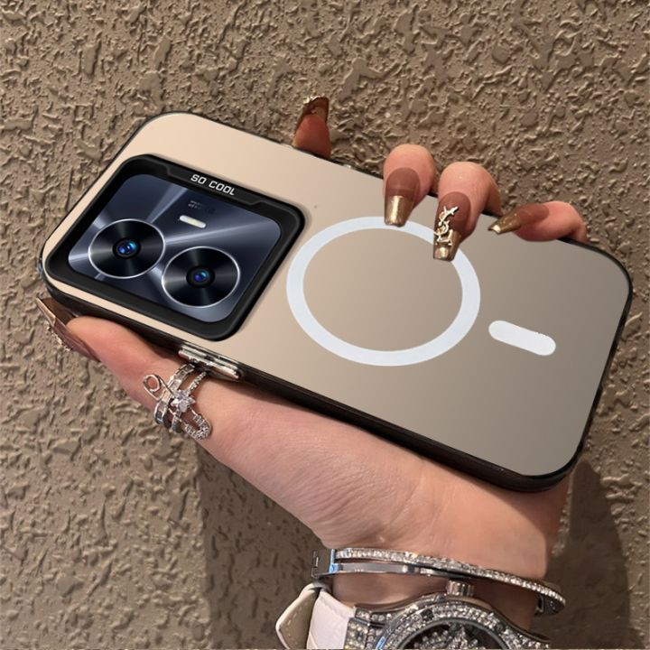 For casing realme C55 NFC realme C55 5G 2023 phone case back cover hard case TPU protector smooth shockproof cover new design aesthetic wireless magnetic attraction cybswx01