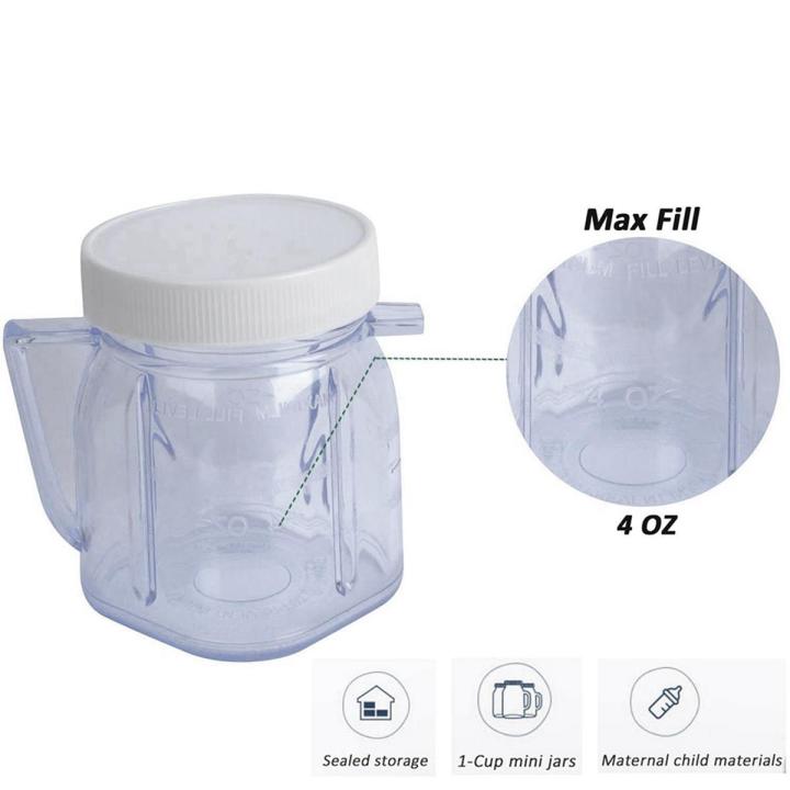 For Oster Blender Replacement Parts, 4937 Mini Osterizer Blender Jar Accessory, Cup Mini Plastic Jars with Lids (2 Pack)
