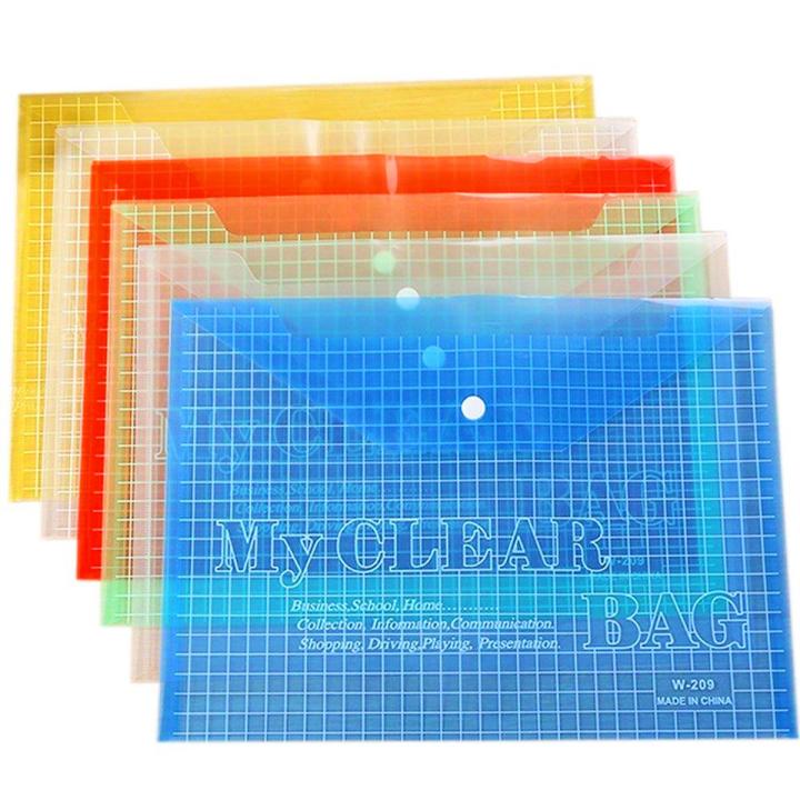 My Clear Bag Transparent Button File Bag Plastic Folder FS LEGAL SIZE (4 Pcs)