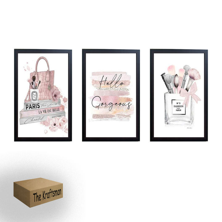 A3 12x16" Fashion Makeup Brushes Fashion Books Salon Quotes Print Customized Glass front Wall Art Frame Wall Pictures Frame Girl Room Decor Frames set