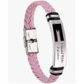 Wholesale New Palestine flag bracelet DIY logo stainless steel with leather braided bracelet for man. 