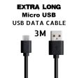 Branded Micro USB Fast Charging Cable For Android (10 ft.) - For All Type Of Micro USB Phones - Black Color - Length 3 Meter. 
