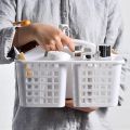 Portable Shower Caddy Basket with Compartments Cleaning Supplies Organizer with Handle Plastic Storage Divided Basket Tool Bin for Bathroom, Bedroom, Kitchen, College Dorm, Under Sink, White. 