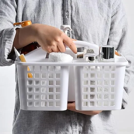 Portable%20Shower%20Caddy%20Basket%20with%20Compartments%20Cleaning%20Supplies%20Organizer%20with%20Handle%20Plastic%20Storage%20Divided%20Basket%20Tool%20Bin%20for%20Bathroom,%20Bedroom,%20Kitchen,%20College%20Dorm,%20Under%20Sink,%20White%20-%20Image%203