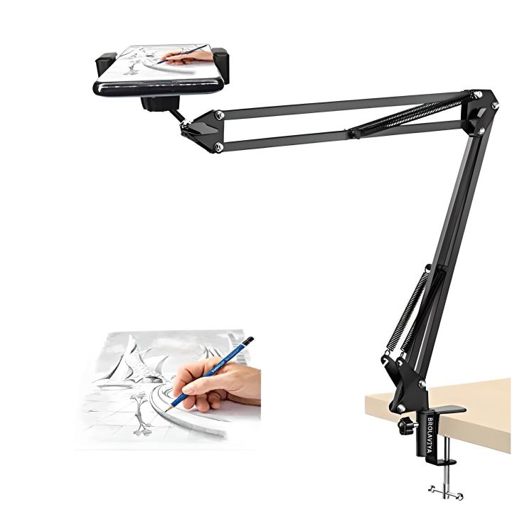 Overhead%20Tripod%20%20Arm%20Stand%20with%20Mobile%20Holder%20for%20Sketching%20Drawing%20Overhead%20Videos%20High%20Qulaity%20Metal%20Tripod%20Scissor%20Arm%20Stand%20for%20Vlogs%20Live%20Youtube%20Facebook%20Tiktok%20-%20Image%204