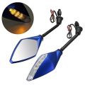 Motorcycle Bike Mirror Indicator Light Led Rearview Turn Signal (Blue). 