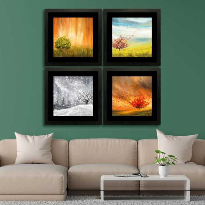 Set of 4, Four Seasons Paintings Collage Modern Wall Art Frame, Collage Frames for wall Décor  – Raqeeq BF16