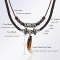 【shengxiong6525】Vintage wolf tooth beaded weavod prayer necklace-Bohemia jewelry. 