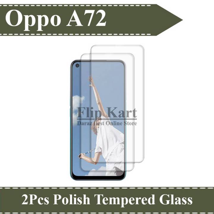 Oppo A72 Tempered Glass Screen Protector Premium High Quality Polish Glass For A72 - 2Pcs