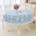 PVC Waterproof Flower Lace Round Tablecloth Kitchen Dining Table Cover Decor. 