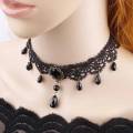 Black Polyester Irresistible Crystal Choker Necklace For Women. 