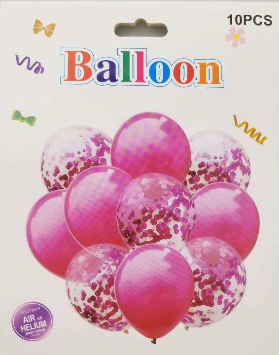 5 PINK BALLOON AND 5 CONFETTI FILLED BALLOONS ( PACK OF 10 LATEX BALLOONS )