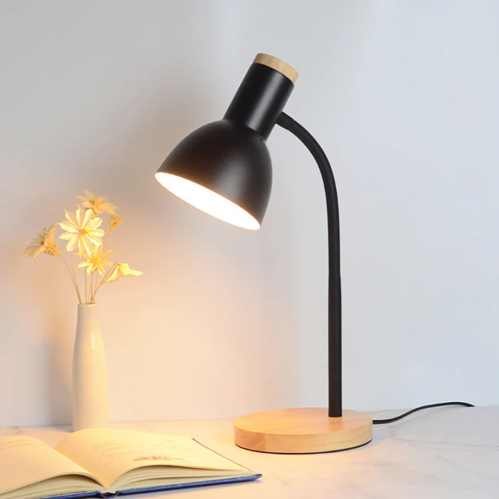 Wooden Study Lamp - Aesthetic Table Desk Lamp - Flexible Adjustable Lamp with Wooden Base