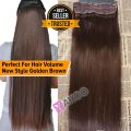 Golden Brown Hair Extension Clip in Hair Extensions with 5 clips Slik Straight Clip on Extension. 