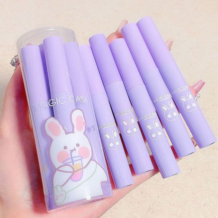 6 Pcs1 Set MAGIC CASA Long Lasting Waterproof  Lip Glaze  Matte Velvet Lip Glaze  Naughty Rabbit Matte Velvet Lipstick Set for Women