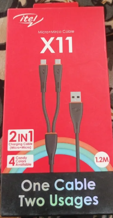 Itel%202-in-1%20Multi%20Charging%20Cable%20ICD-X11%20%E2%80%93%20Dual%20Micro%20USB%20to%20USB%20%7C%201.2M%20Extra%20Durable%20&%20Strong%20%7C%202.1A%20Fast%20Charging%20%7C%20Universal%20Compatibility%20with%20Android%20Smartphones,%20Tablets,%20Power%20Banks%20%7C%20Portable%20&%20Easy%20to%20Carry%20%7C%20High-Quality%20Charging%20Accessory%20-%20Image%202