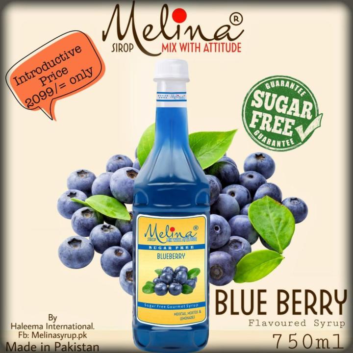 Melina - Blueberry Sugar Free Flavored/Flavoured Syrup- 750ml/Mocktail syrup