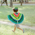 Kids Cosplay Costume Stage Performance Owl Peacock Wings Bird Felt Cape with Mask for Girls Boys Halloween Party Cloak. 