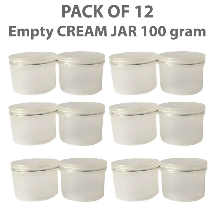 Pack%20of%2012%20Empty%20Cosmetic%20Containers%20Cream%20Pot%20Jar%20Refillable%20Plastic%20100%20gram%20-%20Image%202