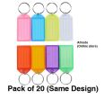 Name Tag Keychain Mix Colors Pack of 20 Rectangle Shape Tag Key rings or key chains for hotel room numbers or multipurpose Stationary item. 