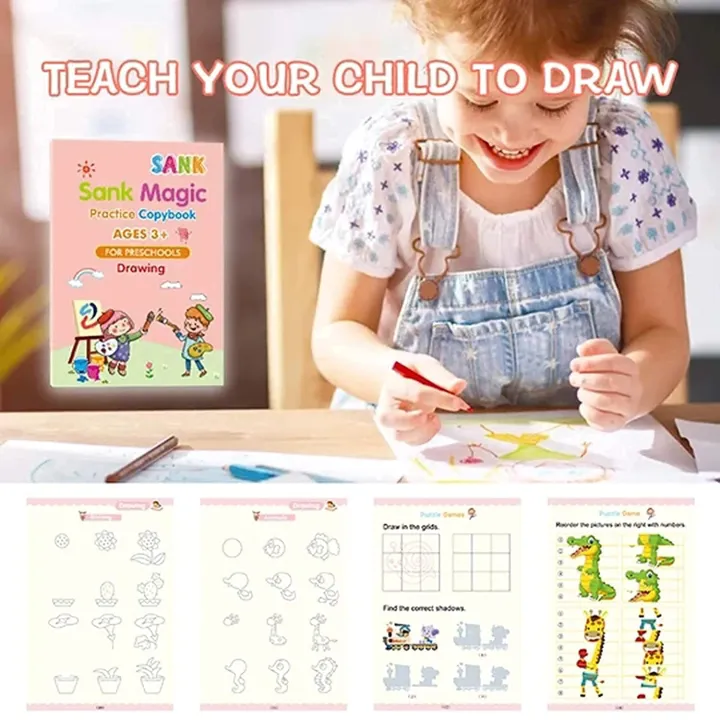 Sank Magic Practice Copy Book Set – Pack of 4 with Magic Pen & 10 ...