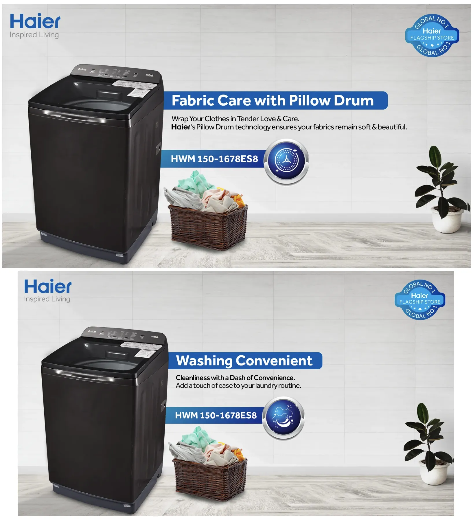 Haier Storm Wash HWM150-1678ES8 - 15kg-Fully Automatic-Top Load Washing ...
