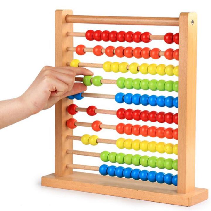 Classic Wooden Abacus 10 Rods Colorful 100 Beads Kids Baby Math Counting Games Educational Toy Preschool Learning Children's Toys