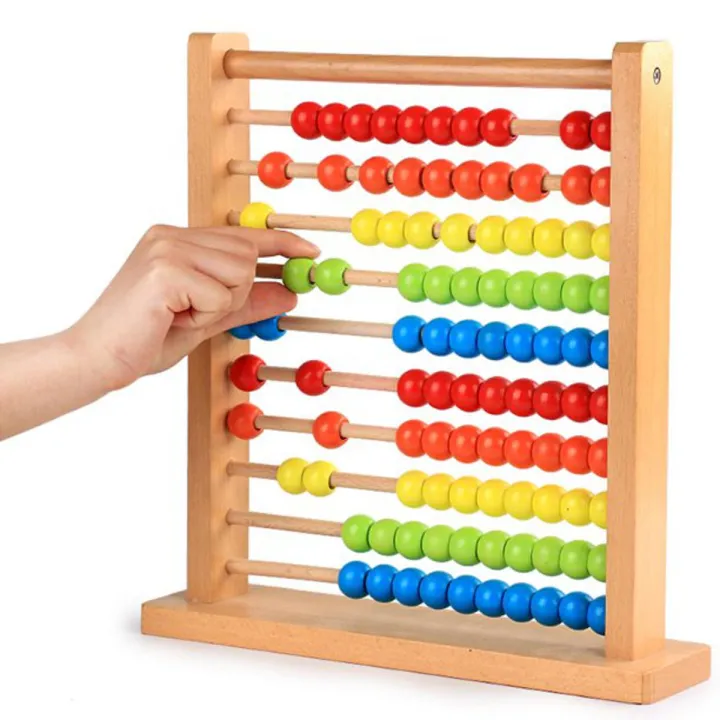 Classic Wooden Abacus 10 Rods Colorful 100 Beads Kids Baby Math Counting Games Educational Toy Preschool Learning Children s Toys Daraz.pk