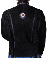 Genuine Cowhide Suede Fringe Leather Jacket Men - Traditional Native American Real  Western Coat - Fringed and Beaded Winter Black Leather Jackets. 