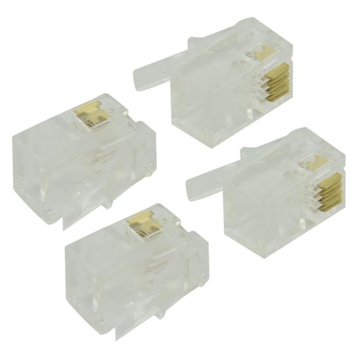 RJ9 4P4C Plug Phone Jack Connector 100 Pieces, Transparent