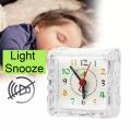 Analog Travel Alarm Clock Small Night Illuminated Quietly Analog Quartz on snooze with clock Light deman- Resin white Crystal  Clock children table clock-. 